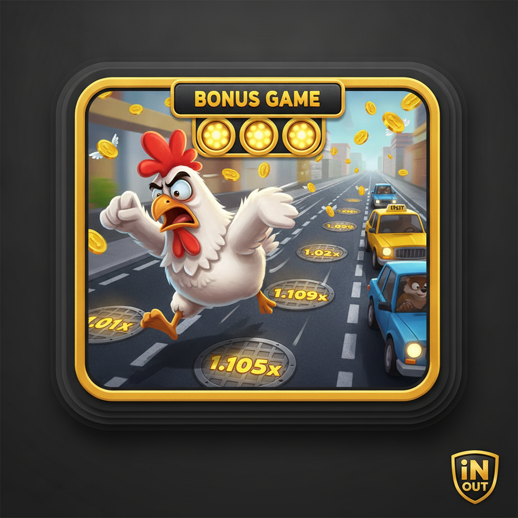 Chicken Road 2 Bonus slot con gallina cartoon che attraversa strada multi-corsia con moltiplicatori progressivi e bonus giri gratuiti